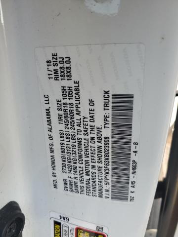 2019 HONDA RIDGELINE 5FPYK3F63KB023908