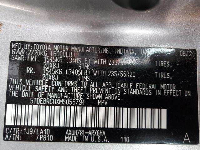 2021 TOYOTA HIGHLANDER - 5TDEBRCHXMS056794