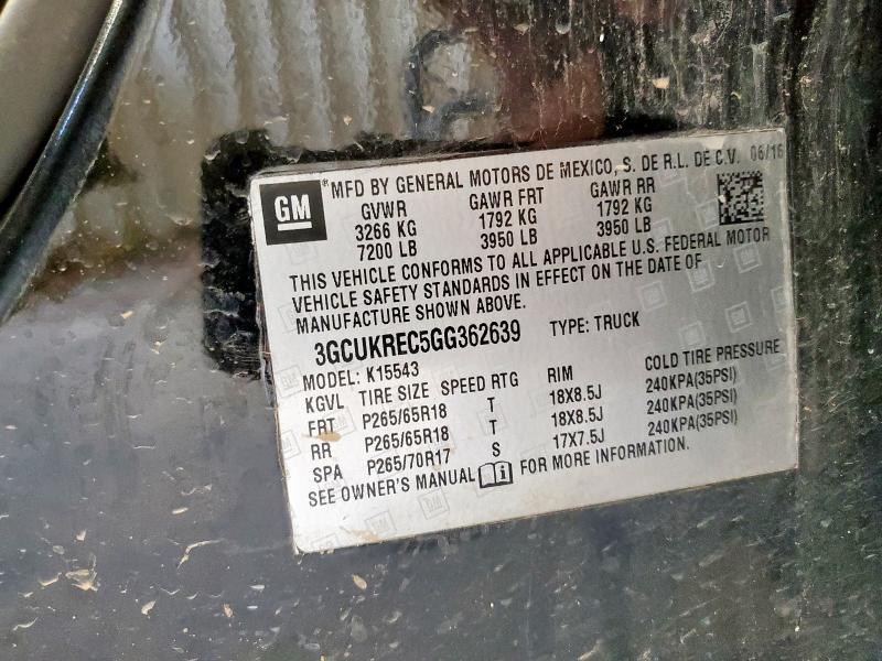2016 CHEVROLET SILVERADO - 3GCUKREC5GG362639