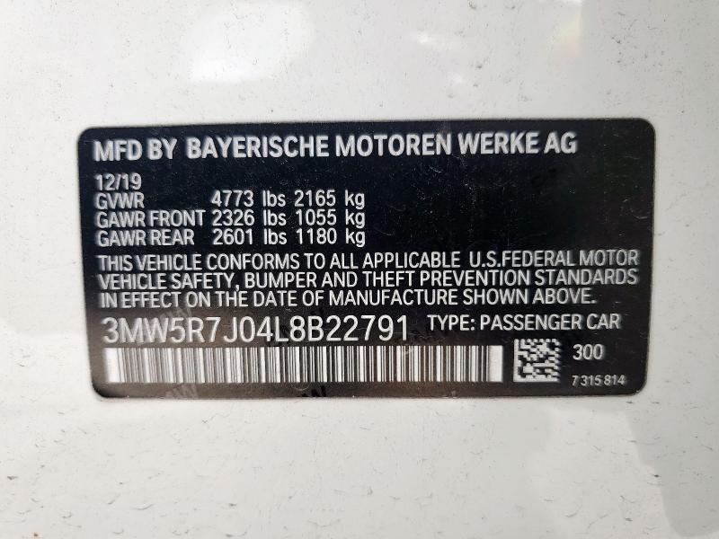2020 BMW 330XI 3MW5R7J04L8B22791