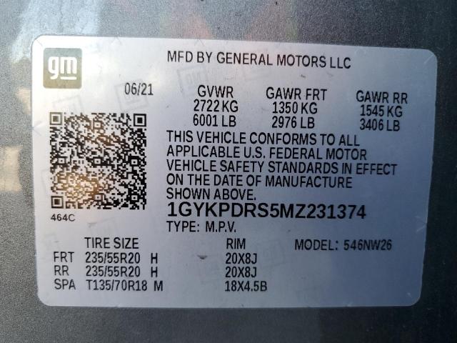 2021 CADILLAC XT6 PREMIU 1GYKPDRS5MZ231374