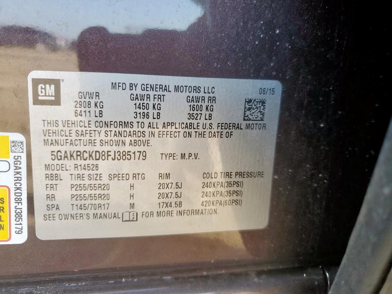 2015 BUICK ENCLAVE 5GAKRCKD8FJ385179
