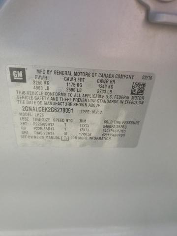 2016 CHEVROLET EQUINOX LT - 2GNALCEK2G6278091