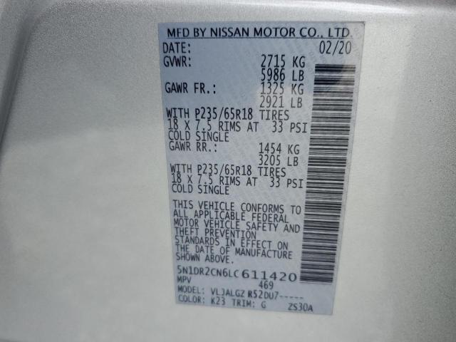 2020 NISSAN PATHFINDER - 5N1DR2CN6LC611420