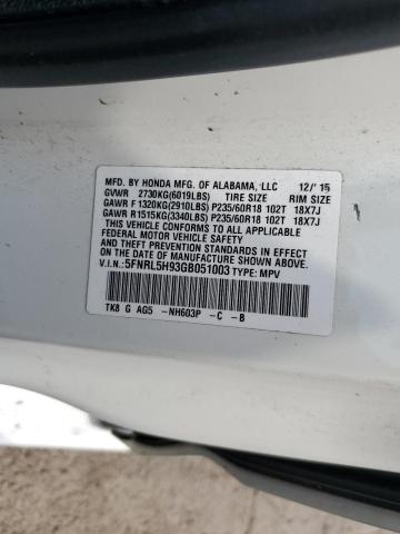 2016 HONDA ODYSSEY TO 5FNRL5H93GB051003