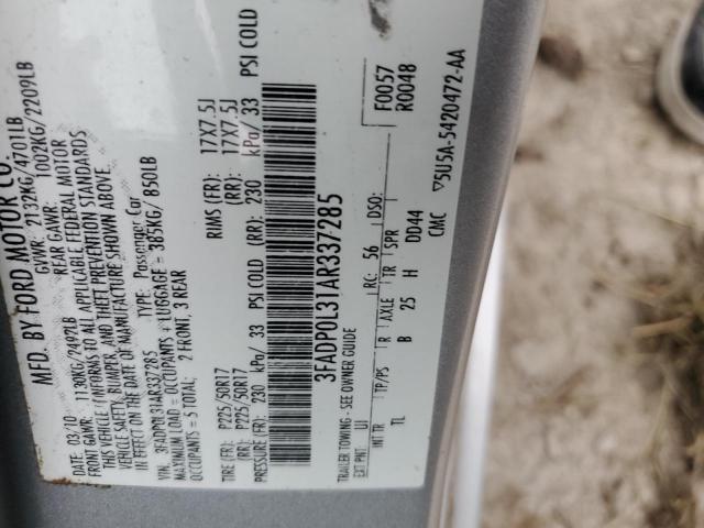 3FADP0L31AR337285 2010 FORD FUSION