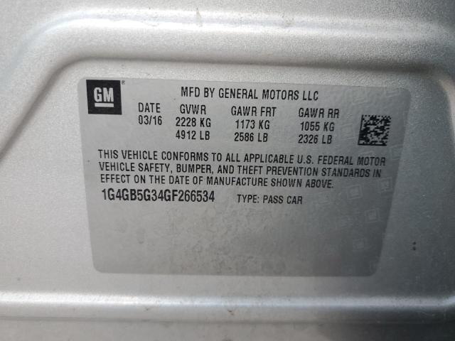 2016 BUICK LACROSSE 1G4GB5G34GF266534