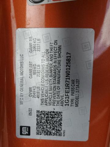 2022 CHEVROLET CAMARO LT1 1G1FE1R71N0125817
