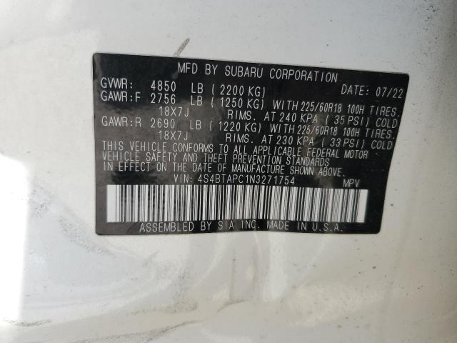 2022 SUBARU OUTBACK TO 4S4BTAPC1N3271754