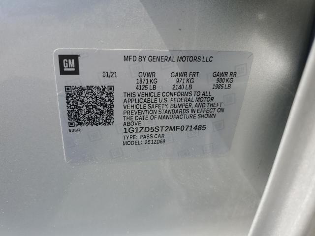 2021 CHEVROLET MALIBU LT 1G1ZD5ST2MF071485