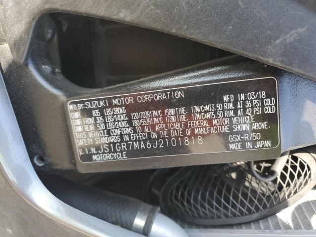 2018 SUZUKI GSX-R750 JS1GR7MA6J2101818
