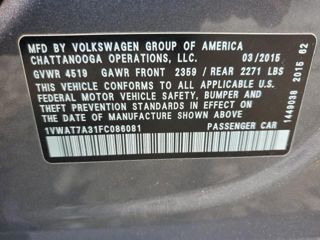 2015 VOLKSWAGEN PASSAT S 1VWAT7A31FC086081