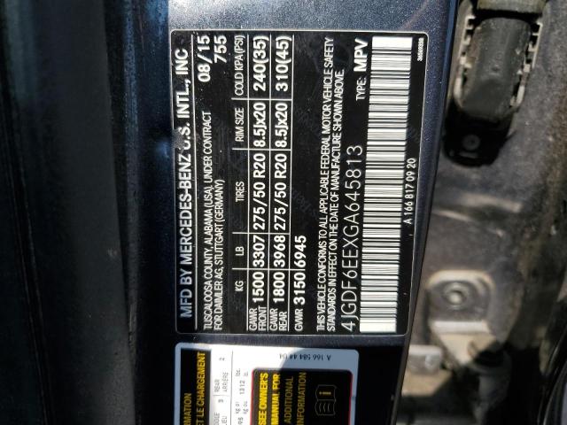 2016 MERCEDES-BENZ GL 450 4MA 4JGDF6EEXGA645813