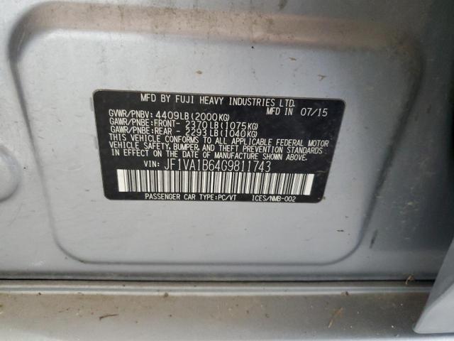 2016 SUBARU WRX JF1VA1B64G9811743