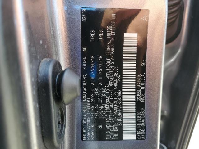 2019 TOYOTA HIGHLANDER 5TDJZRFH2KS587863