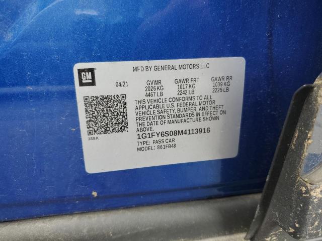 2021 CHEVROLET BOLT EV LT 1G1FY6S08M4113916