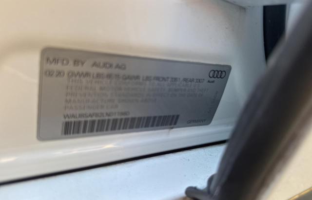 2020 AUDI S8 WAU8SAF82LN011960