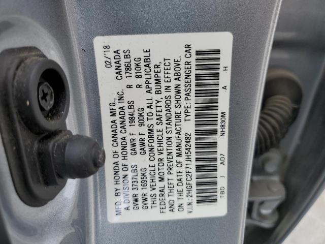 2018 HONDA CIVIC EX - 2HGFC2F71JH542482