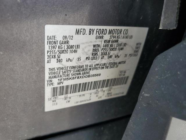 2013 FORD EXPLORER L - 1FM5K8F8XDGB35569