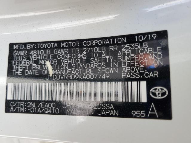 2019 TOYOTA MIRAI JTDBVRBD9KA007749