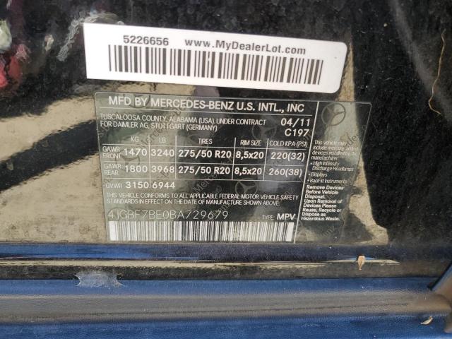 2011 MERCEDES-BENZ GL 450 4MA - 4JGBF7BE0BA729679