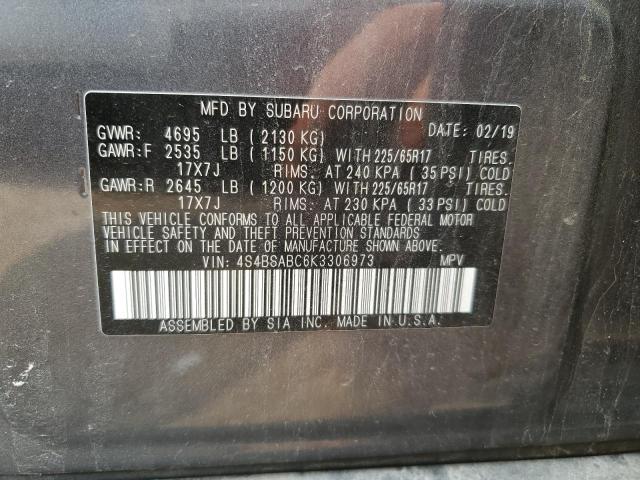 2019 SUBARU OUTBACK 2. - 4S4BSABC6K3306973