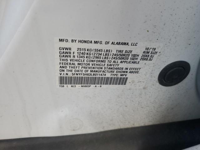 2020 HONDA PILOT TOUR - 5FNYF5H63LB011474