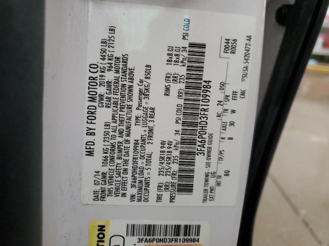 2015 FORD FUSION SE - 3FA6P0HD3FR109984