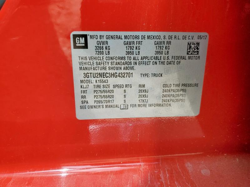 2017 GMC SIERRA K15 3GTU2NEC3HG432701