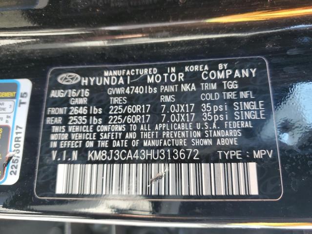 2017 HYUNDAI TUCSON LIM KM8J3CA43HU313672