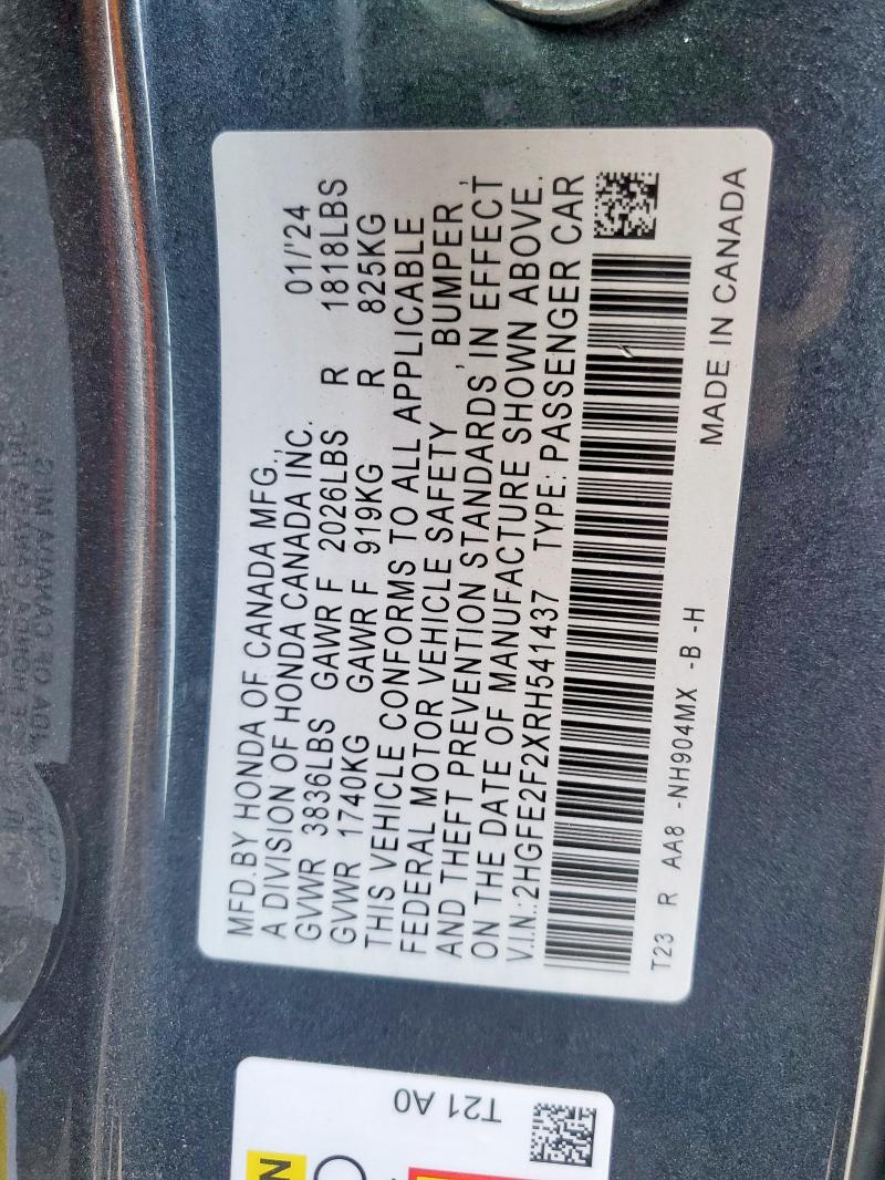 2024 HONDA CIVIC LX - 2HGFE2F2XRH541437