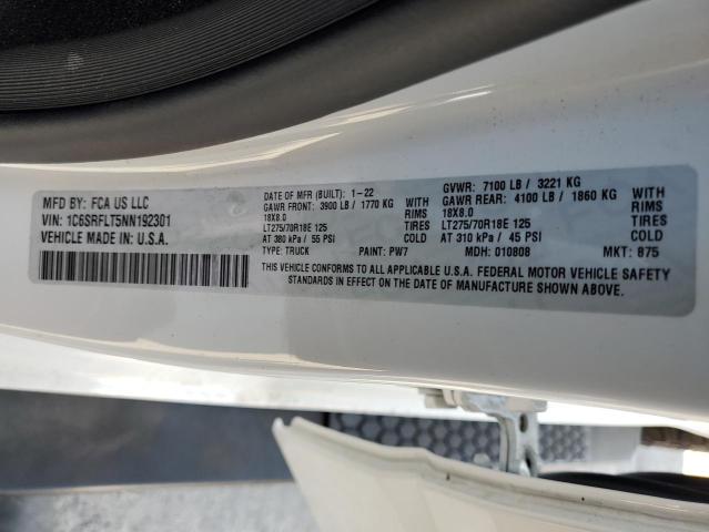2022 RAM 1500 REBEL 1C6SRFLT5NN192301