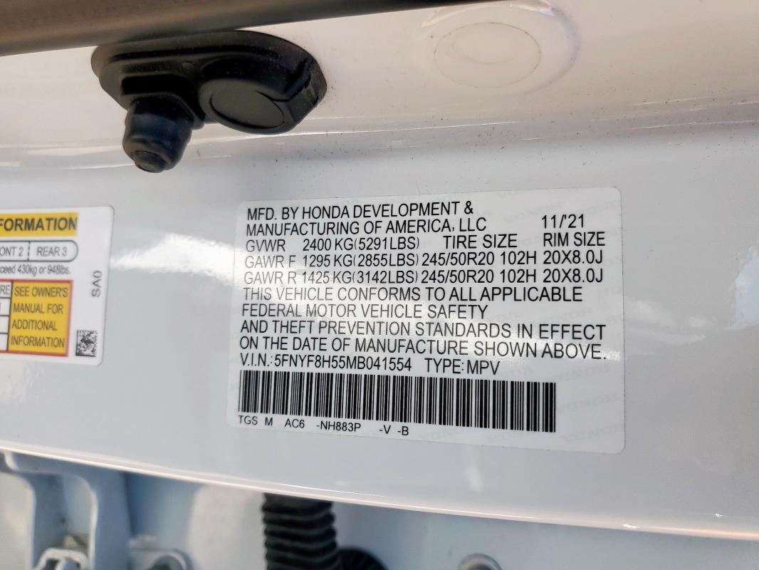 2021 HONDA PASSPORT E 5FNYF8H55MB041554