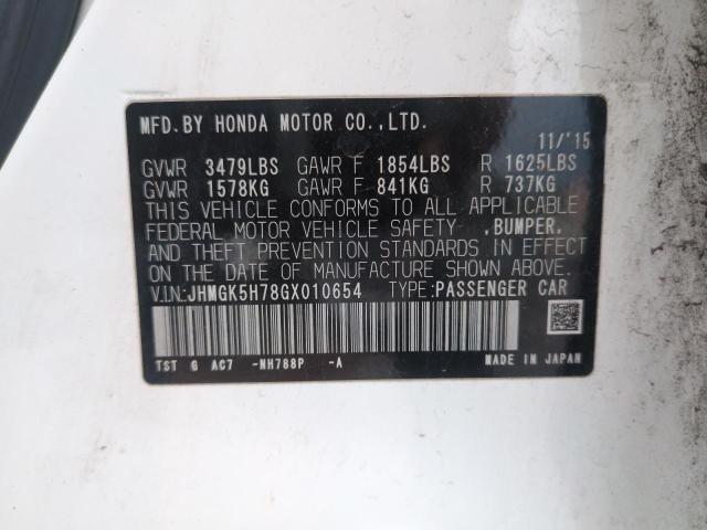 2016 HONDA FIT EX JHMGK5H78GX010654