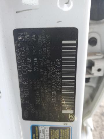 2016 KIA OPTIMA HYB KNAGM4AD7G5092360