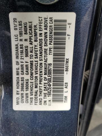 2020 HONDA INSIGHT EX 19XZE4F50LE009716