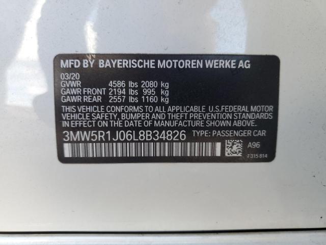 2020 BMW 330I 3MW5R1J06L8B34826