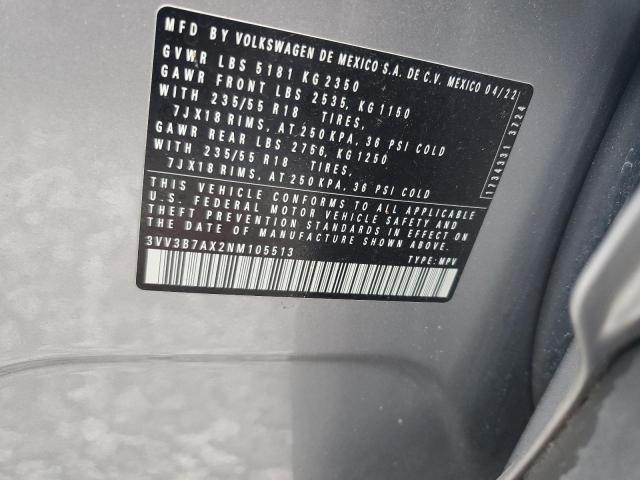 2022 VOLKSWAGEN TIGUAN SE - 3VV3B7AX2NM105513