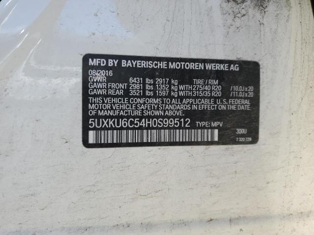 2017 BMW X6 XDRIVE50I 5UXKU6C54H0S99512