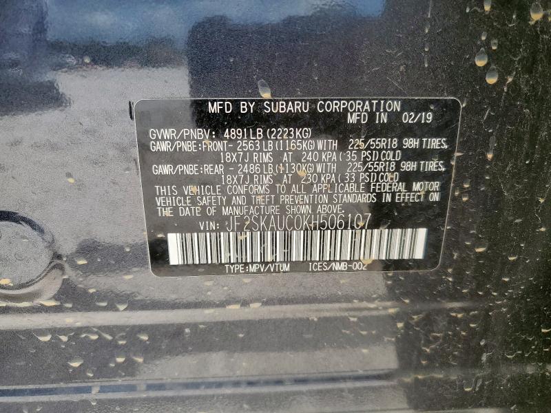 2019 SUBARU FORESTER L - JF2SKAUC0KH506107