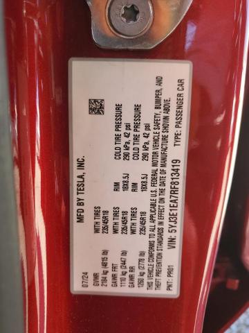 2024 TESLA MODEL 3 5YJ3E1EA7RF813419