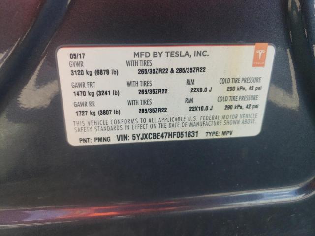 2017 TESLA MODEL X 5YJXCBE47HF051831