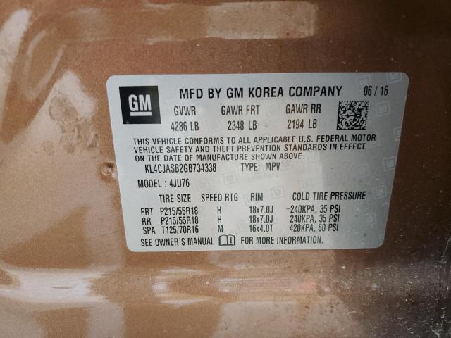 2016 BUICK ENCORE KL4CJASB2GB734338