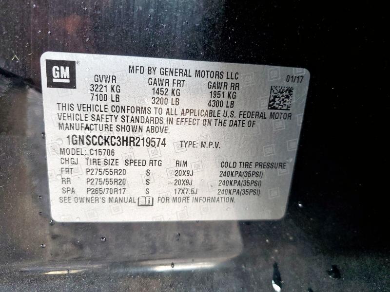2017 CHEVROLET TAHOE C150 1GNSCCKC3HR219574