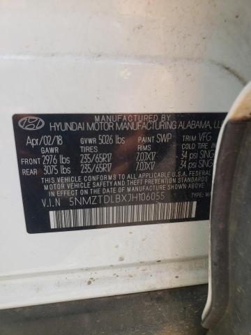 2018 HYUNDAI SANTA FE S 5NMZTDLBXJH106055