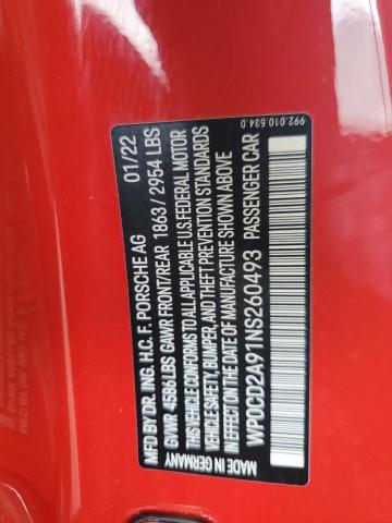 2022 PORSCHE 911 TURBO WP0CD2A91NS260493