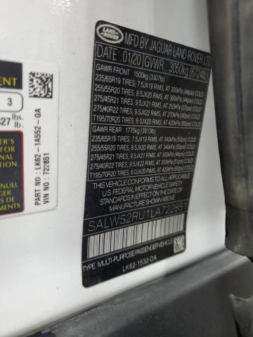 2020 LAND ROVER RANGE ROVE - SALWS2RU1LA722851