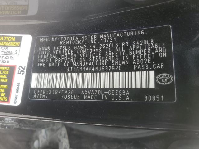 2022 TOYOTA CAMRY SE 4T1G11AK4NU632920