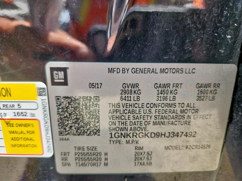 2017 CHEVROLET TRAVERSE L - 1GNKRGKD9HJ347492