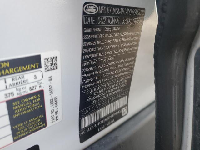 2021 LAND ROVER RANGE ROVE - SALGV5SE1MA448455